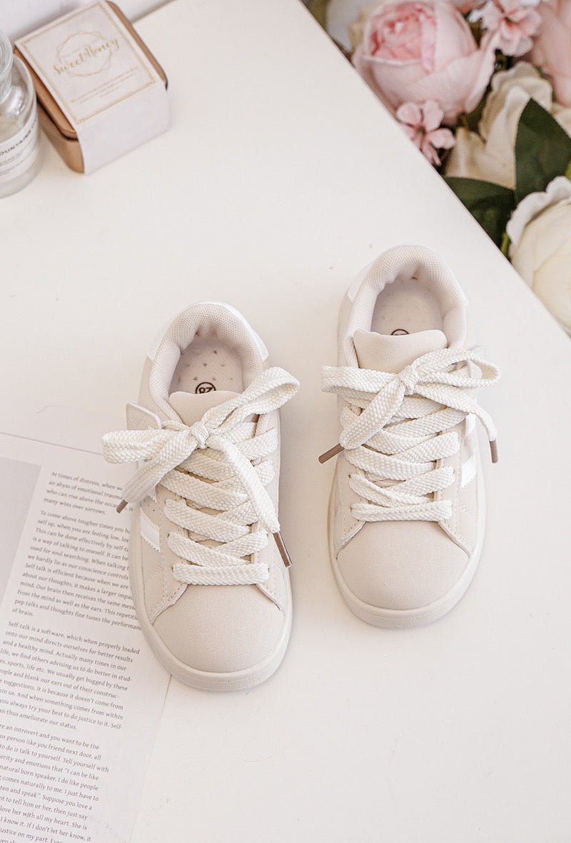 Baskets enfant beige à scratch – Chaussures confortables et tendance pour fille et garçon - MiniWalks