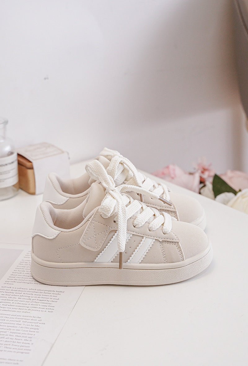 Baskets enfant beige à scratch – Chaussures confortables et tendance pour fille et garçon - MiniWalks
