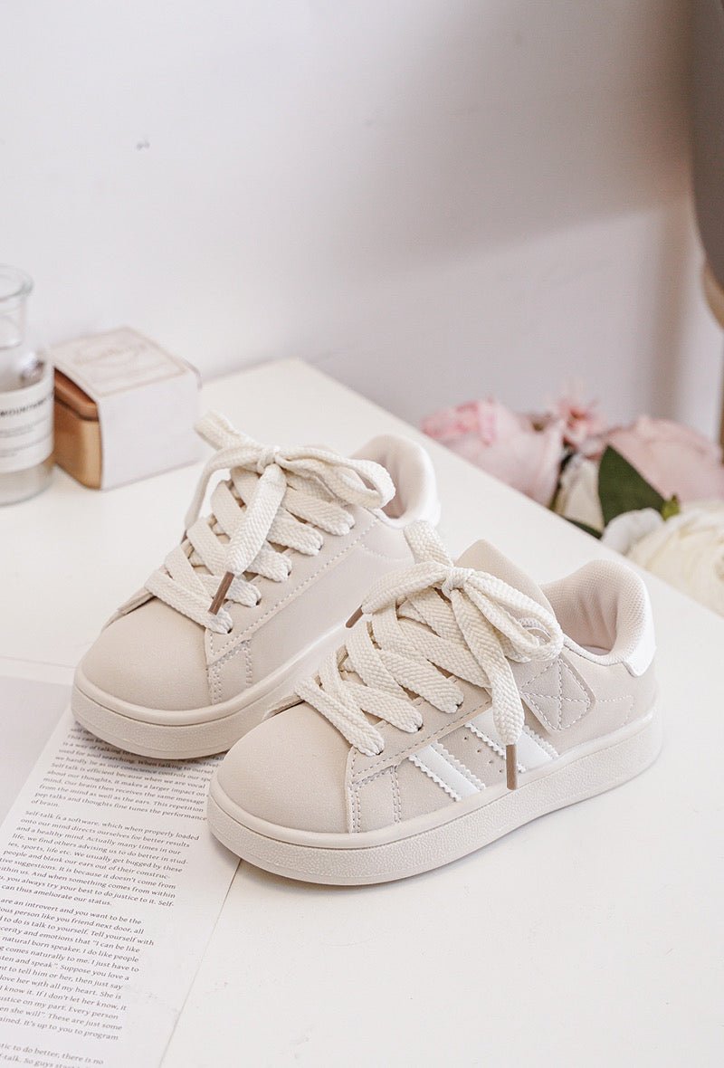 Baskets enfant beige à scratch – Chaussures confortables et tendance pour fille et garçon - MiniWalks