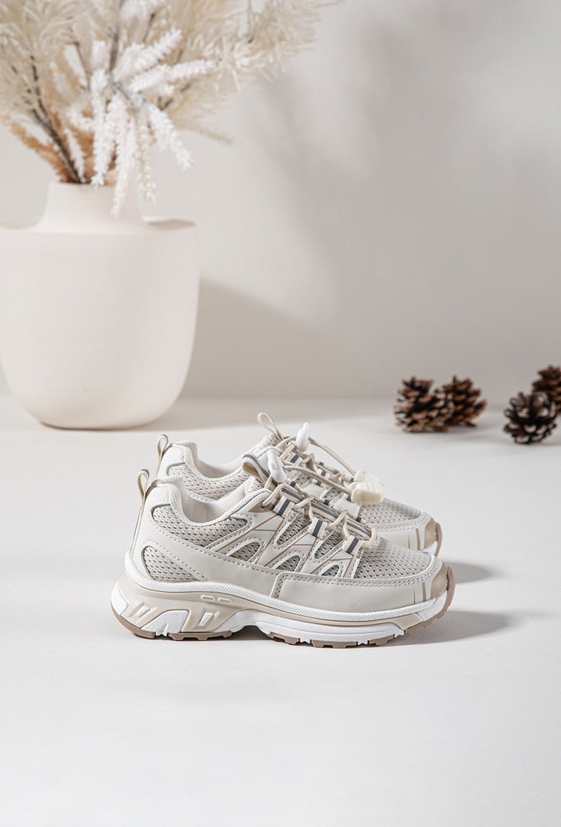 Baskets enfant beiges respirantes – Chaussures de sport légères et confortables - MiniWalks