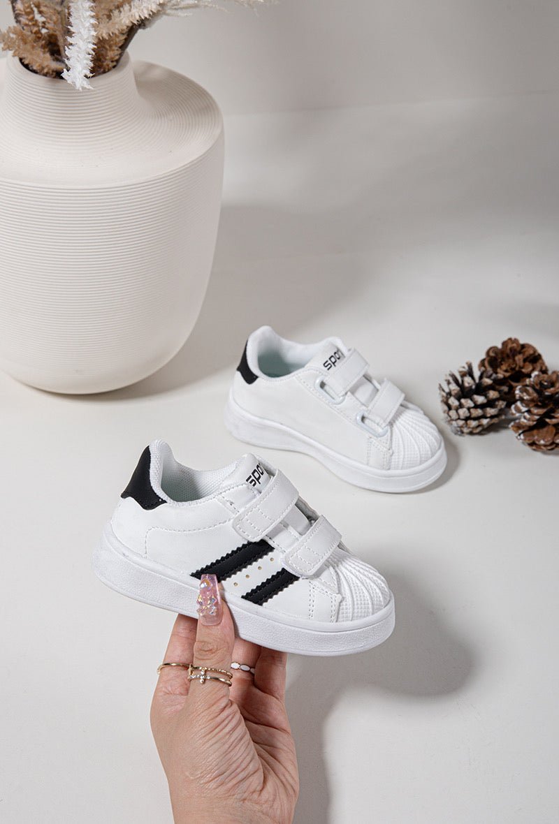 Baskets enfant noires à scratch – Chaussures confortables et faciles à enfiler - MiniWalks