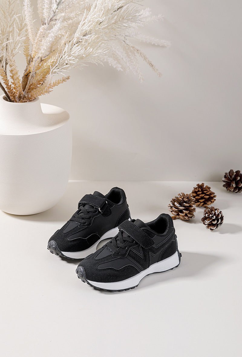 Baskets enfant noires – Chaussures de sport légères et confortables à scratch - MiniWalks