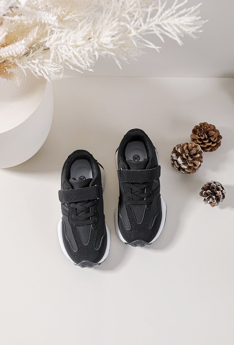 Baskets enfant noires – Chaussures de sport légères et confortables à scratch - MiniWalks