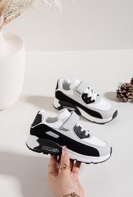 Baskets enfant noires et blanches – Chaussures de sport confortables à scratch - MiniWalks
