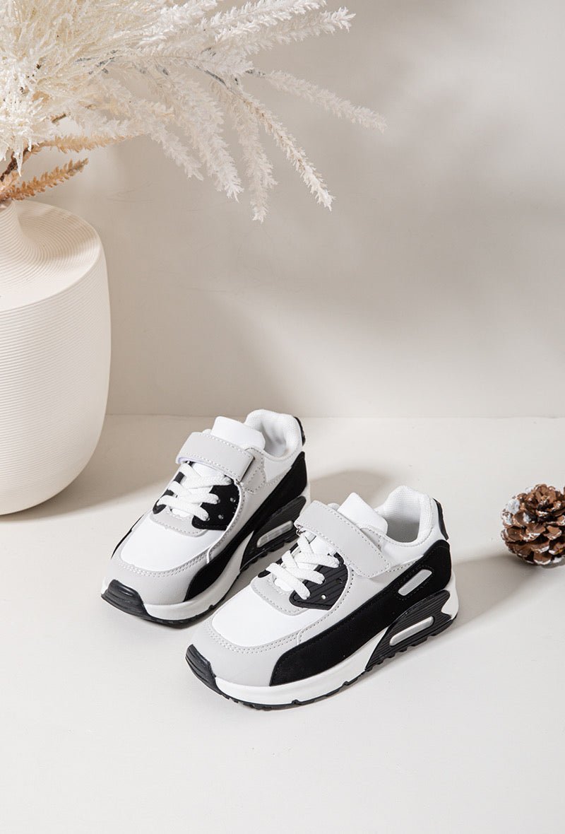 Baskets enfant noires et blanches – Chaussures de sport confortables à scratch - MiniWalks