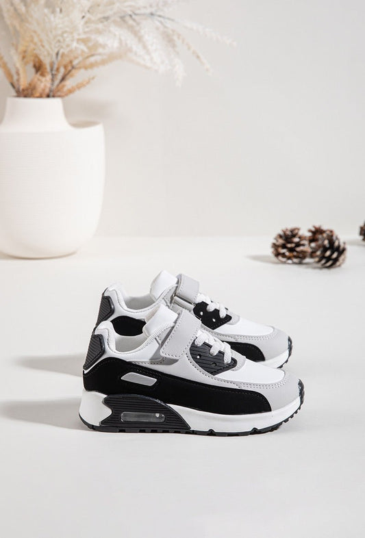Baskets enfant noires et blanches – Chaussures de sport confortables à scratch - MiniWalks