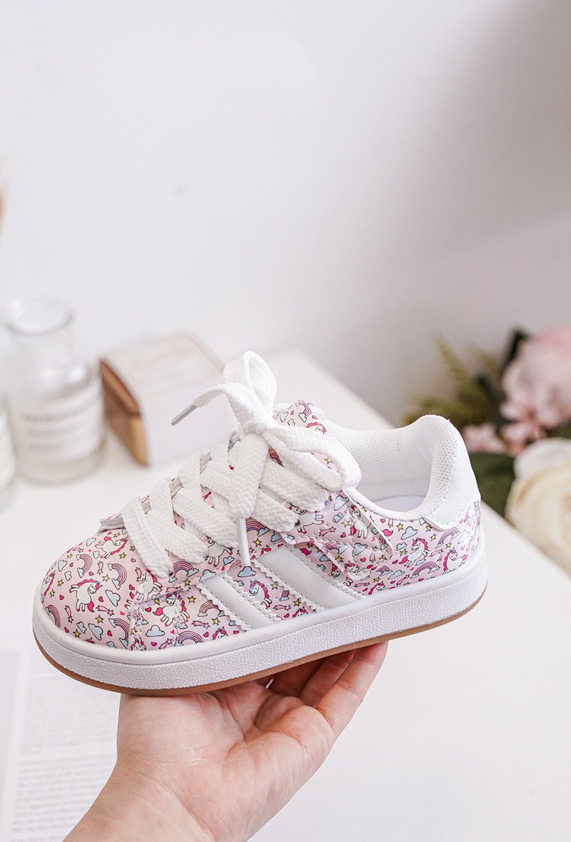Baskets fille à scratch et lacets – Chaussures enfant motif licorne confortables et légères - MiniWalks