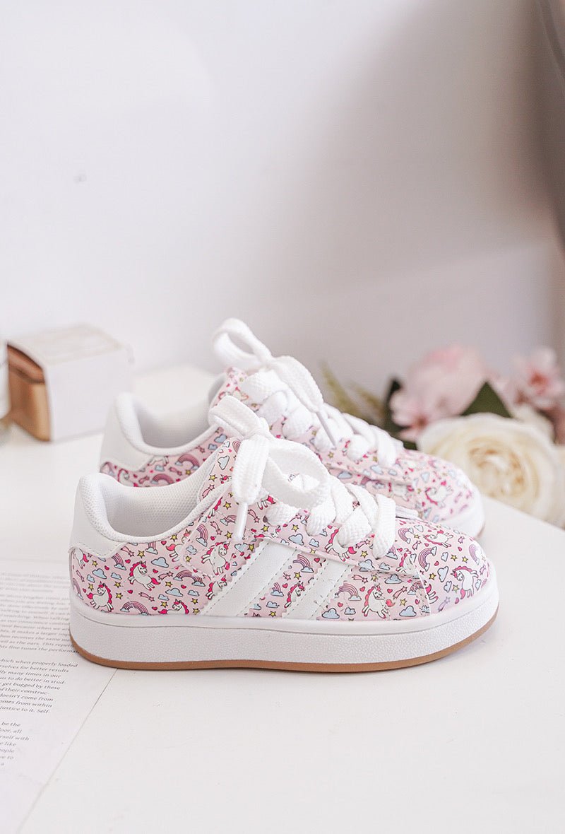 Baskets fille à scratch et lacets – Chaussures enfant motif licorne confortables et légères - MiniWalks