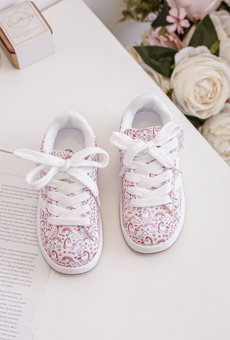 Baskets fille à scratch et lacets – Chaussures enfant motif licorne confortables et légères - MiniWalks