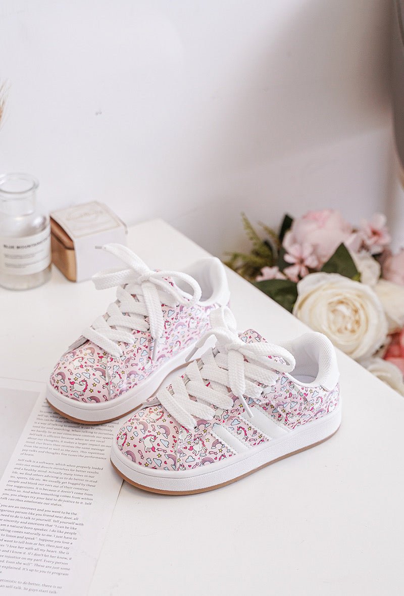 Baskets fille à scratch et lacets – Chaussures enfant motif licorne confortables et légères - MiniWalks