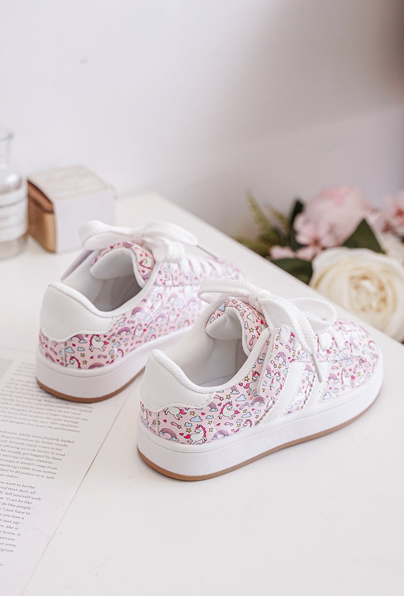 Baskets fille à scratch et lacets – Chaussures enfant motif licorne confortables et légères - MiniWalks