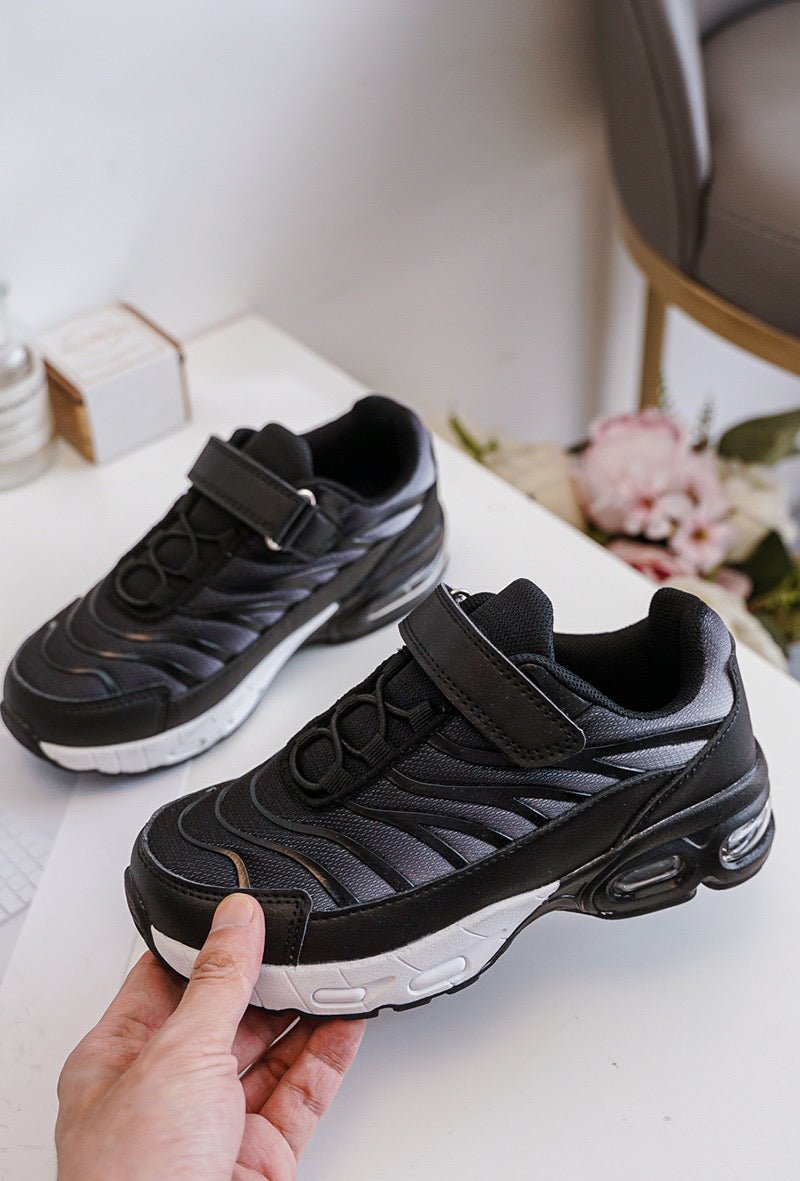 Baskets garçon bleues et noires à scratch – Chaussures enfant sport confortables et légères - MiniWalks
