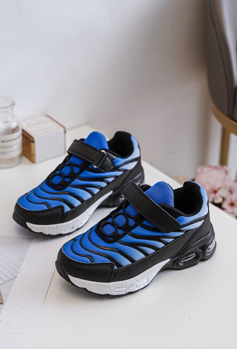 Baskets garçon bleues et noires à scratch – Chaussures enfant sport confortables et légères - MiniWalks