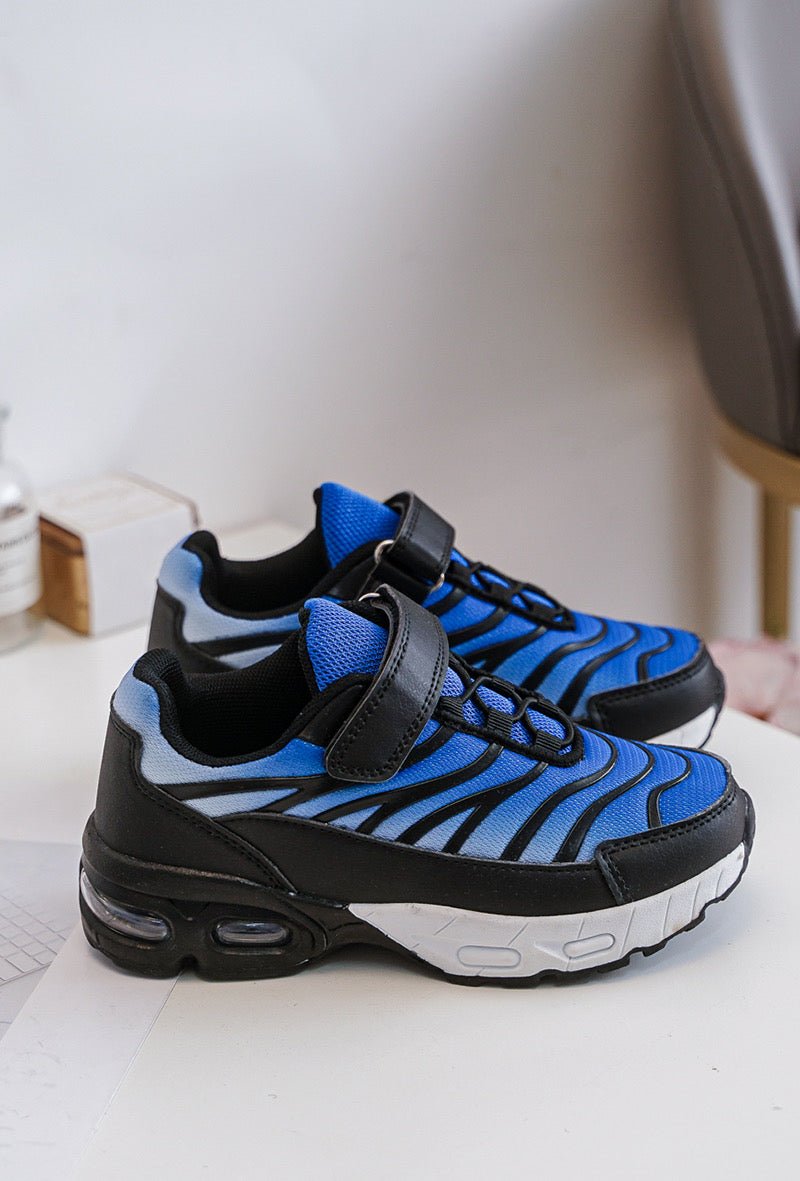Baskets garçon bleues et noires à scratch – Chaussures enfant sport confortables et légères - MiniWalks