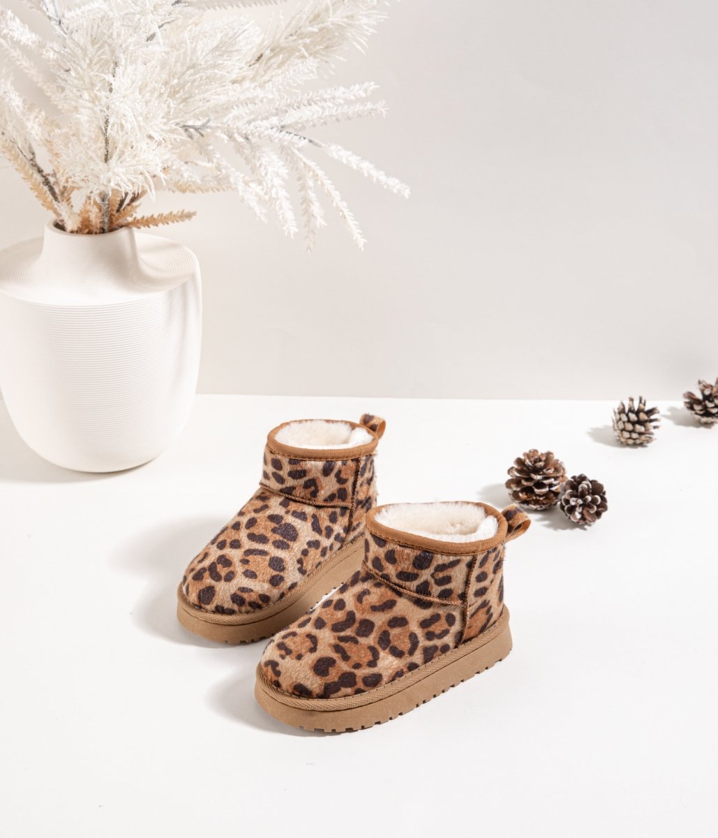 Bottines enfant à imprimé léopard – Chaussures d’hiver fourrées et chaudes pour fille - MiniWalks