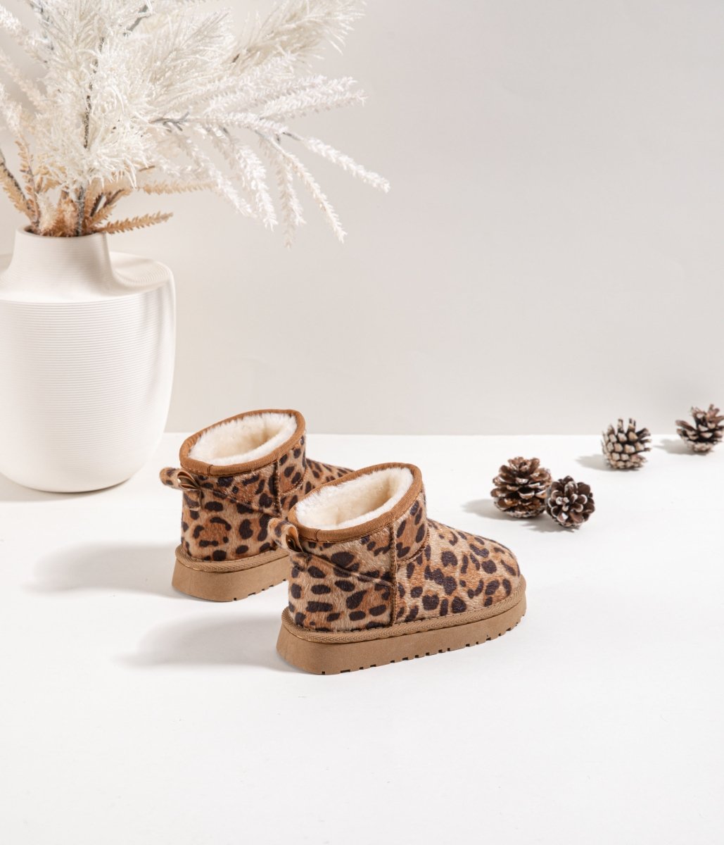Bottines enfant à imprimé léopard – Chaussures d’hiver fourrées et chaudes pour fille - MiniWalks