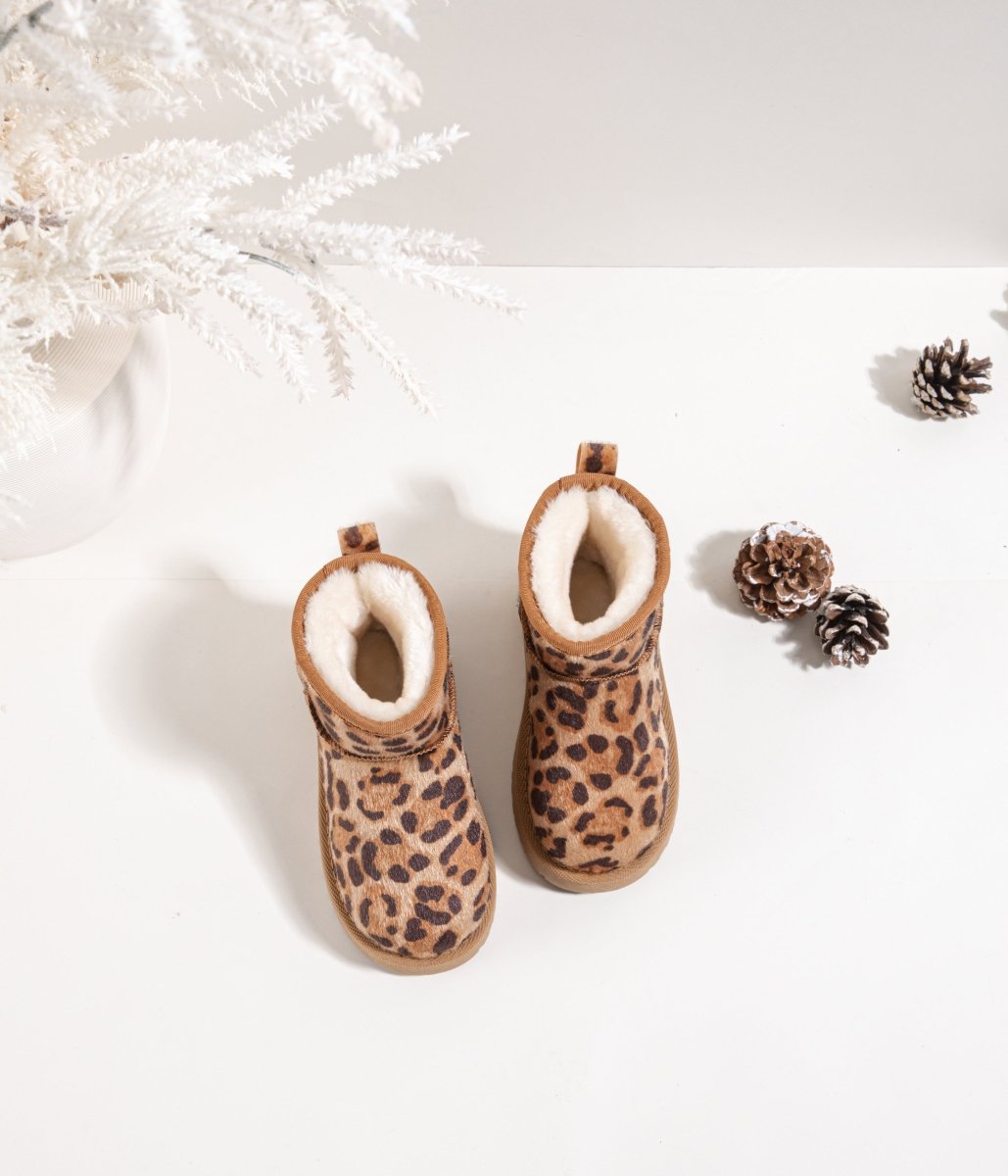 Bottines enfant à imprimé léopard – Chaussures d’hiver fourrées et chaudes pour fille - MiniWalks