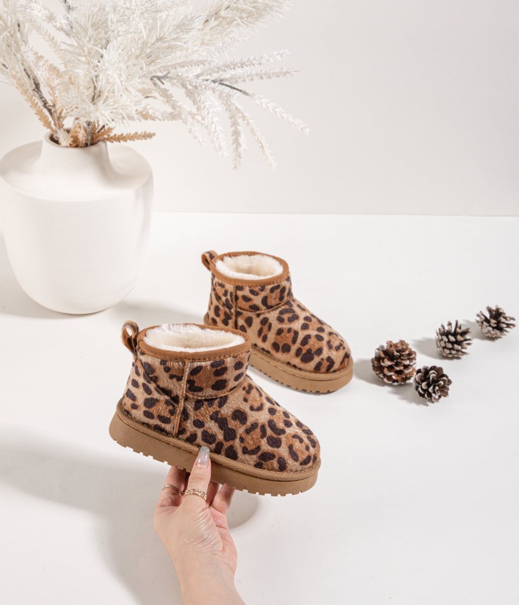 Bottines enfant à imprimé léopard – Chaussures d’hiver fourrées et chaudes pour fille - MiniWalks