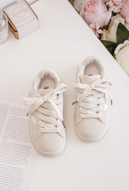 Baskets enfant beige à scratch – Chaussures confortables et tendance pour fille et garçon - MiniWalks