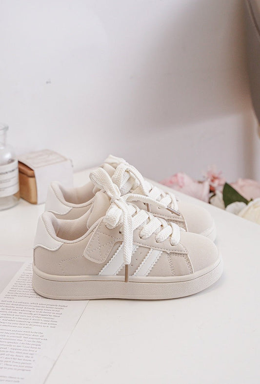 Baskets enfant beige à scratch – Chaussures confortables et tendance pour fille et garçon - MiniWalks