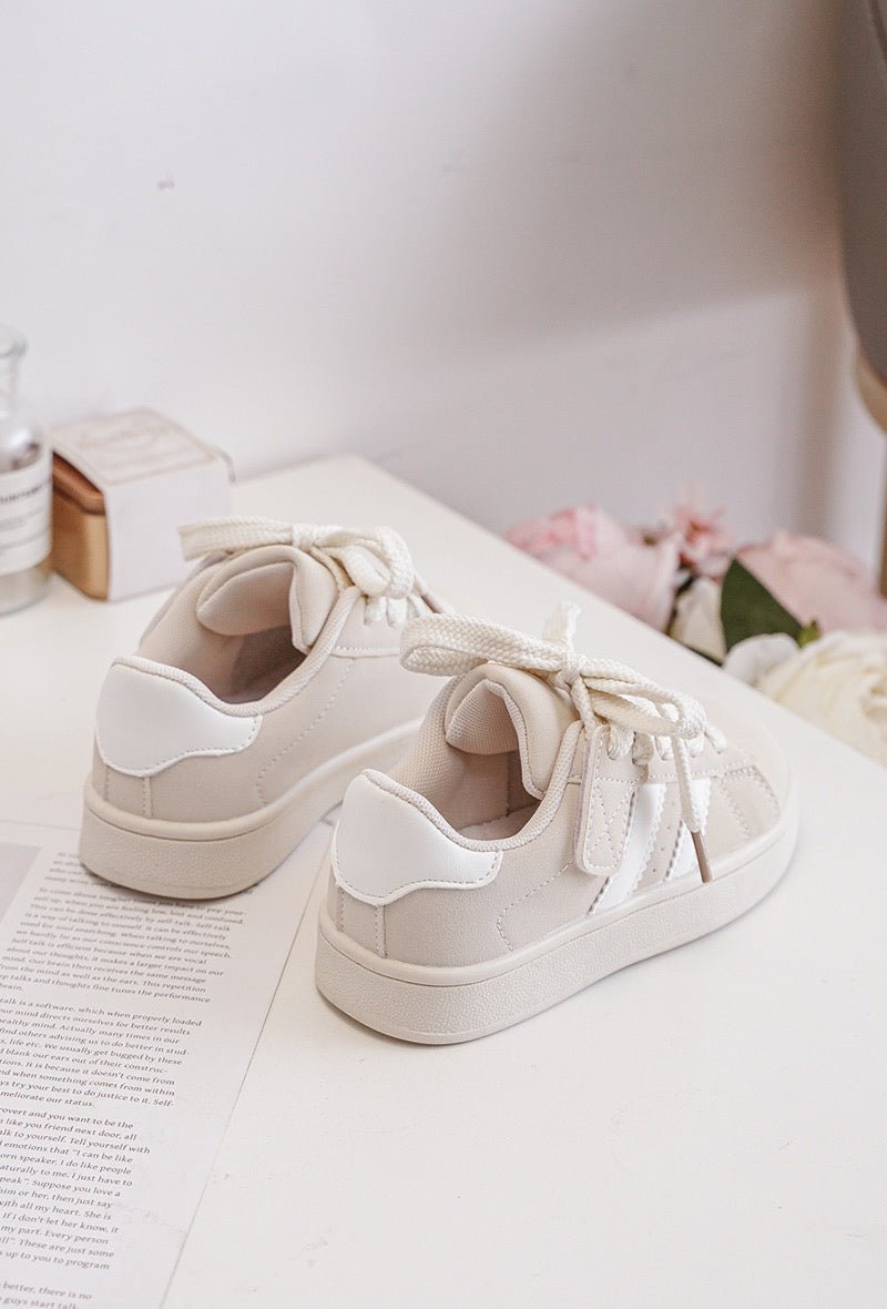 Baskets enfant beige à scratch – Chaussures confortables et tendance pour fille et garçon - MiniWalks