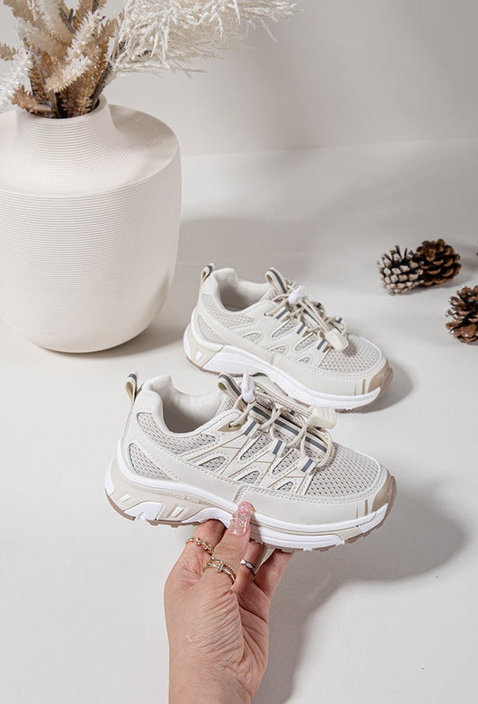 Baskets enfant beiges respirantes – Chaussures de sport légères et confortables - MiniWalks