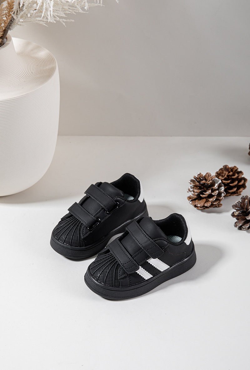 Baskets enfant noires à scratch – Chaussures confortables et faciles à enfiler - MiniWalks