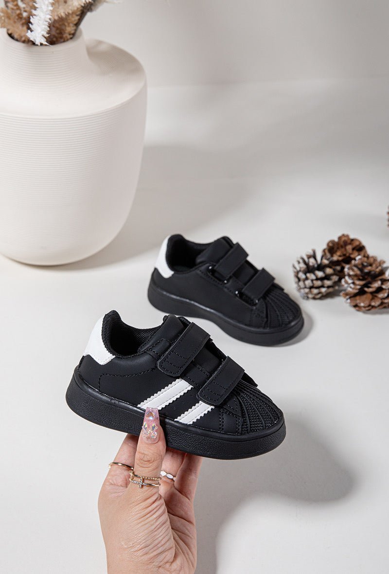 Baskets enfant noires à scratch – Chaussures confortables et faciles à enfiler - MiniWalks
