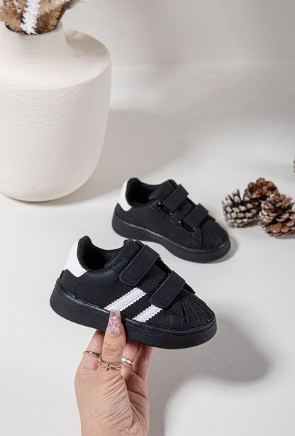 Baskets enfant noires à scratch – Chaussures confortables et faciles à enfiler - MiniWalks