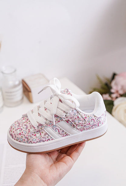 Baskets fille à scratch et lacets – Chaussures enfant motif licorne confortables et légères - MiniWalks