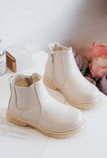 Boots enfant blanches type Chelsea – Modernes, confortables et faciles à enfiler - MiniWalks