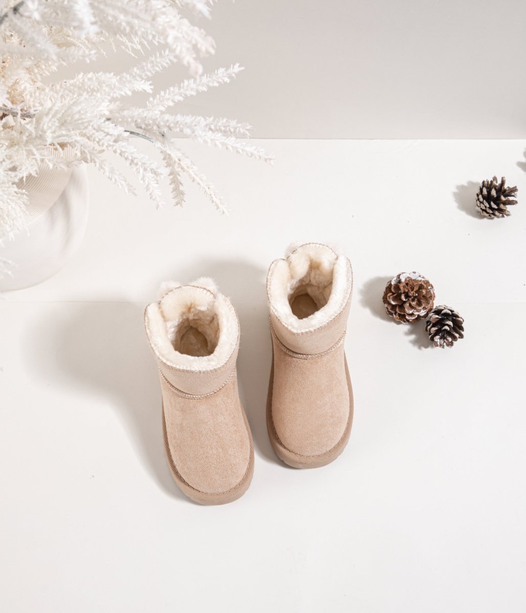 Boots enfant fourrées beige – Douces, chaudes et faciles à enfiler - MiniWalks