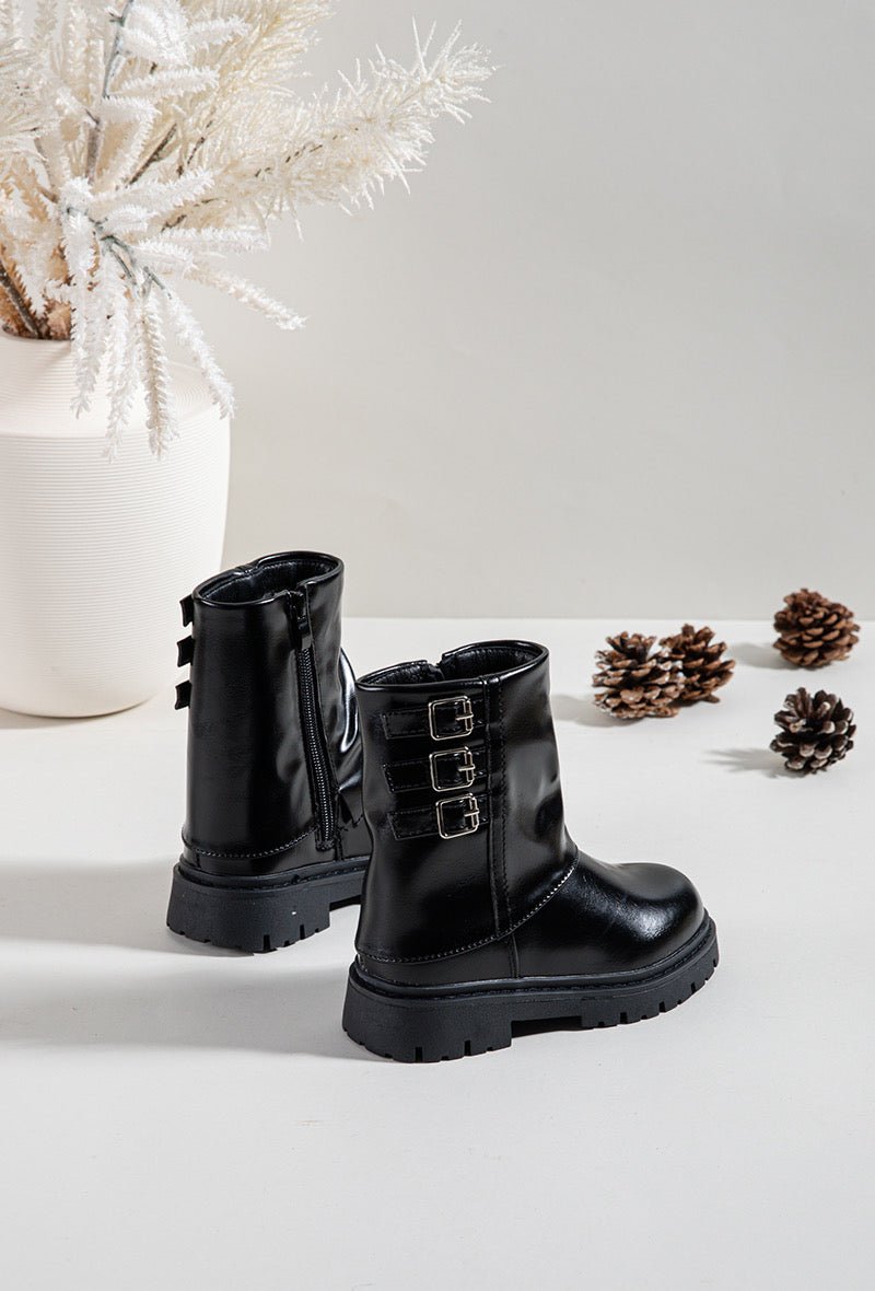 Bottes enfant noires à boucles – Stylées, robustes et parfaites pour l’hiver - MiniWalks