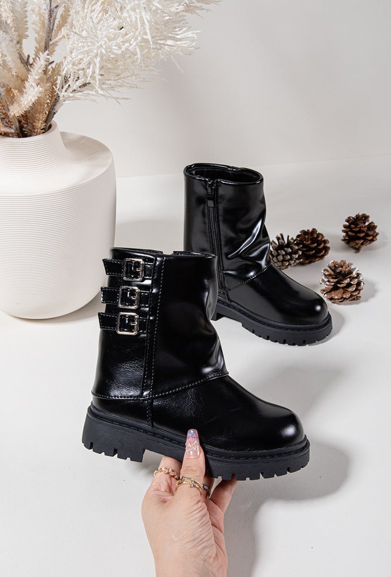 Bottes enfant noires à boucles – Stylées, robustes et parfaites pour l’hiver - MiniWalks