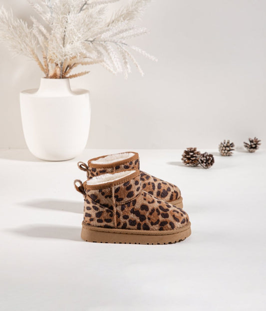 Bottines enfant à imprimé léopard – Chaussures d’hiver fourrées et chaudes pour fille - MiniWalks