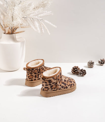 Bottines enfant à imprimé léopard – Chaussures d’hiver fourrées et chaudes pour fille - MiniWalks