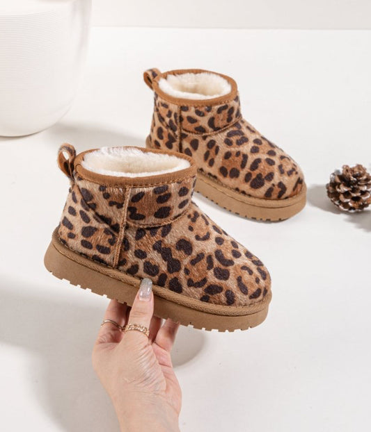 Bottines enfant à imprimé léopard – Chaussures d’hiver fourrées et chaudes pour fille - MiniWalks