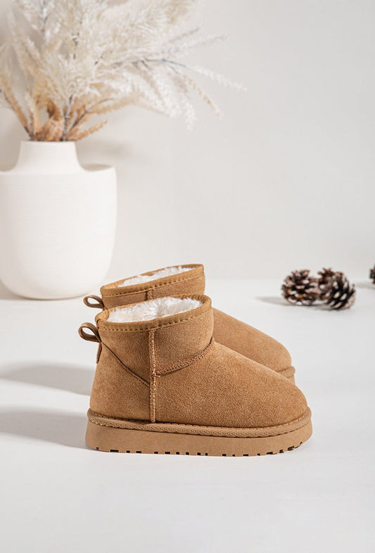 Bottines enfant camel fourrées – Chaussures d’hiver chaudes et confortables pour fille ou garçon - MiniWalks